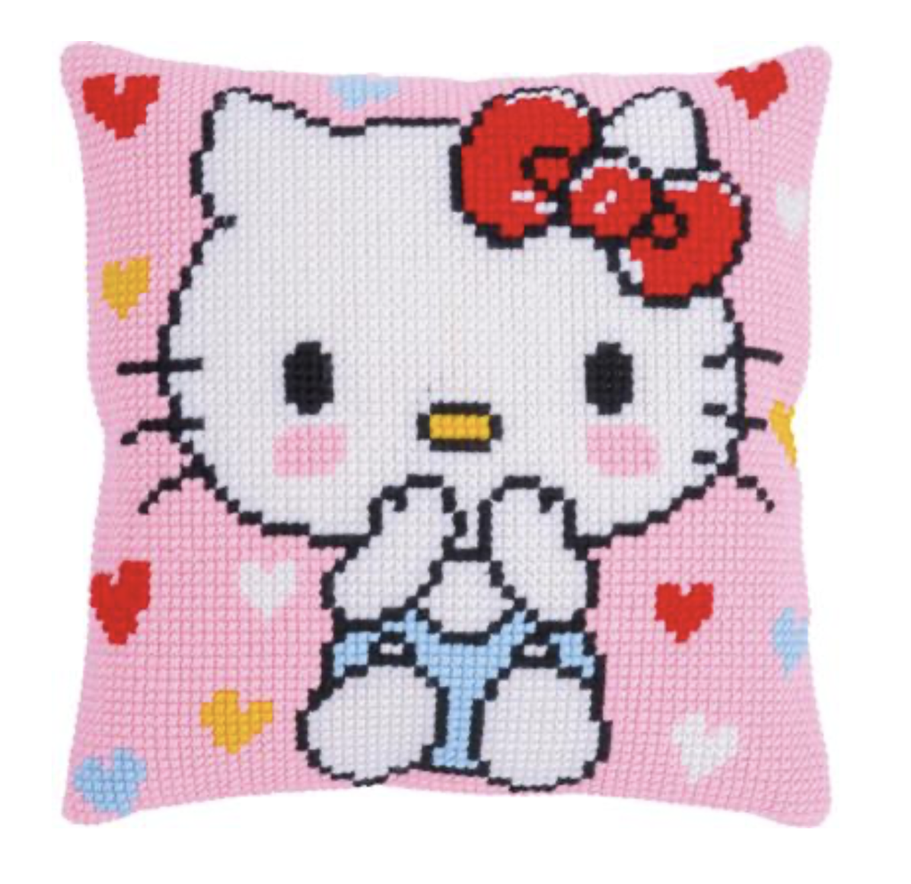 Kruissteekkussen kit Hello Kitty Kiss Kiss