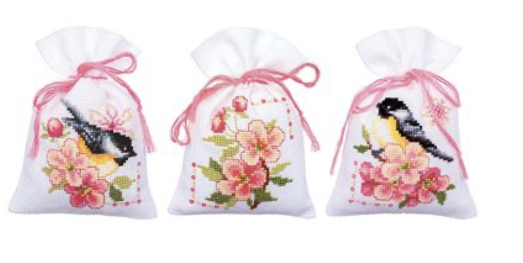 Kruidenzakje kit Meesjes in bloesems set van 3