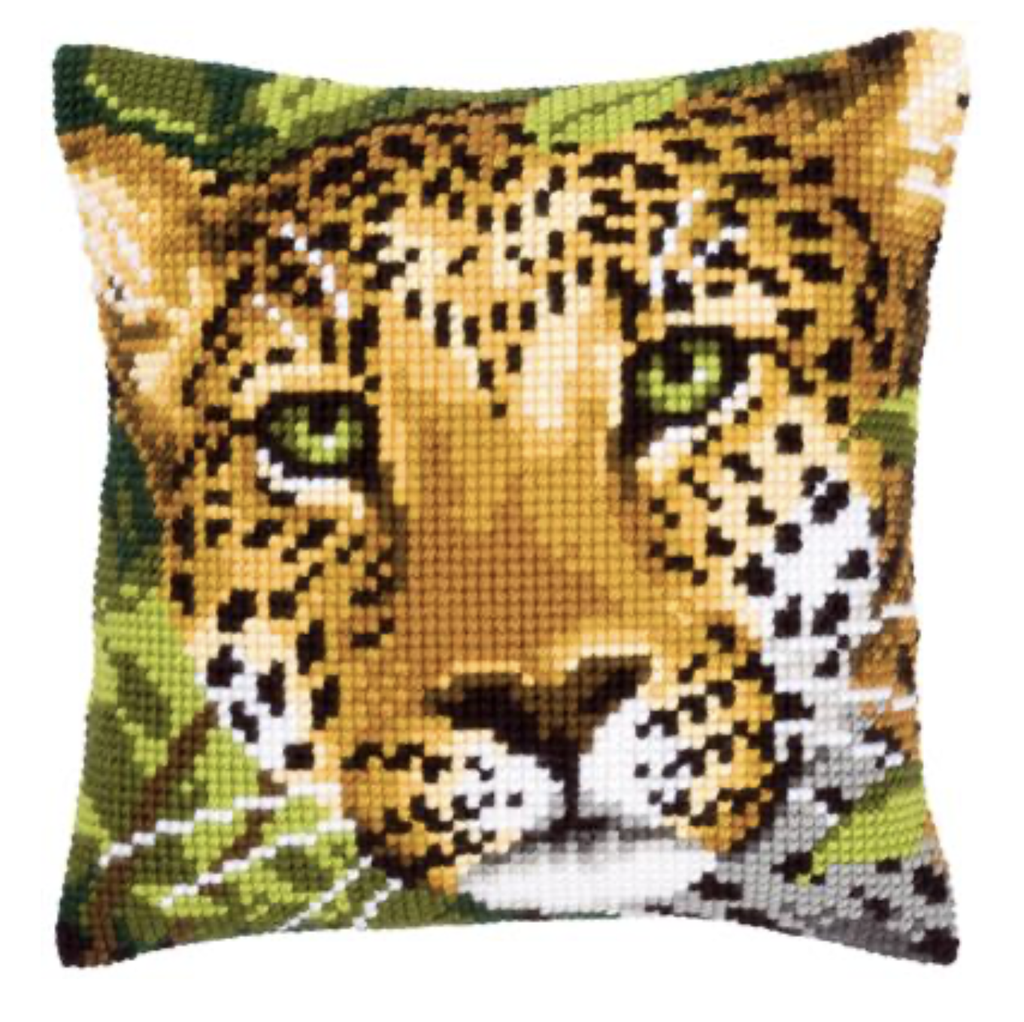 Kruissteekkussen kit Luipaard