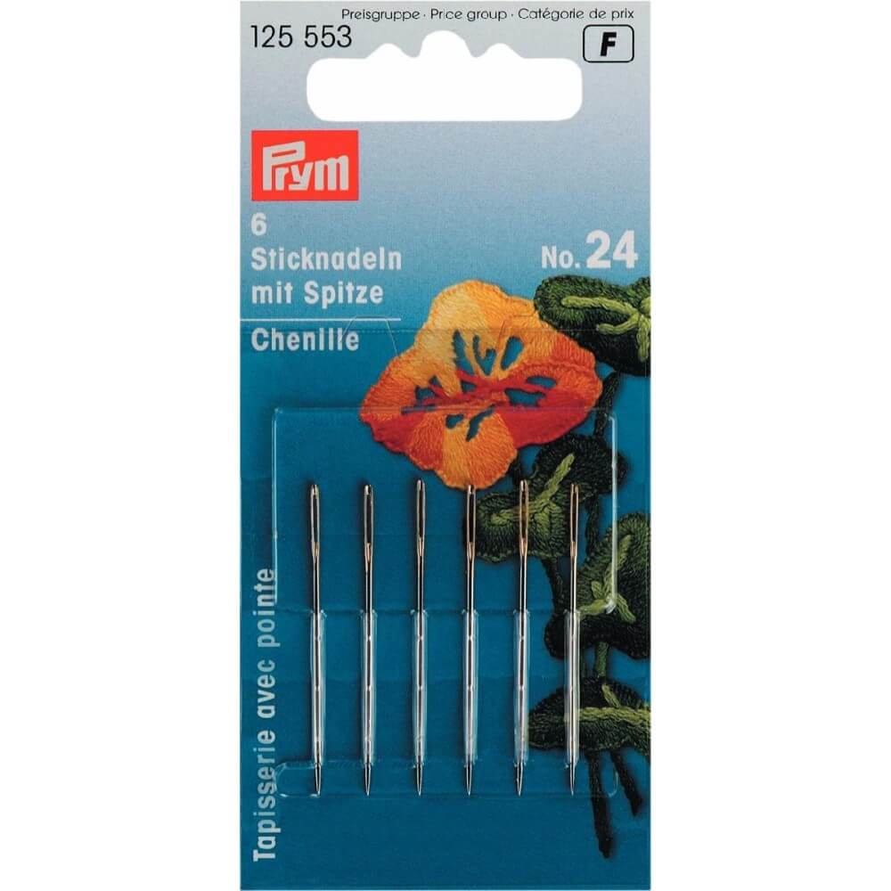 Prym Borduurnaalden met punt 0.80x37mm zilver - 6st