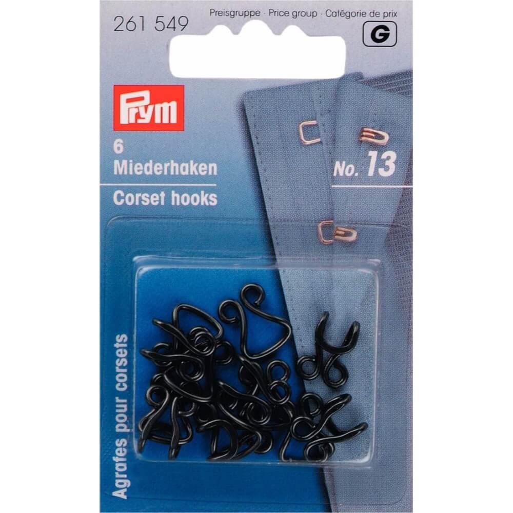Prym Korsethaken en -ogen nr.13 zwart - 6st