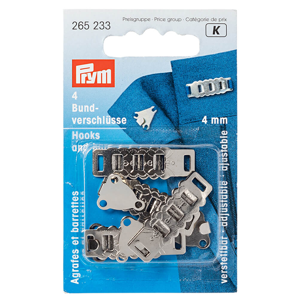 Prym Broek- en rokhaken 4mm zilver - 4st