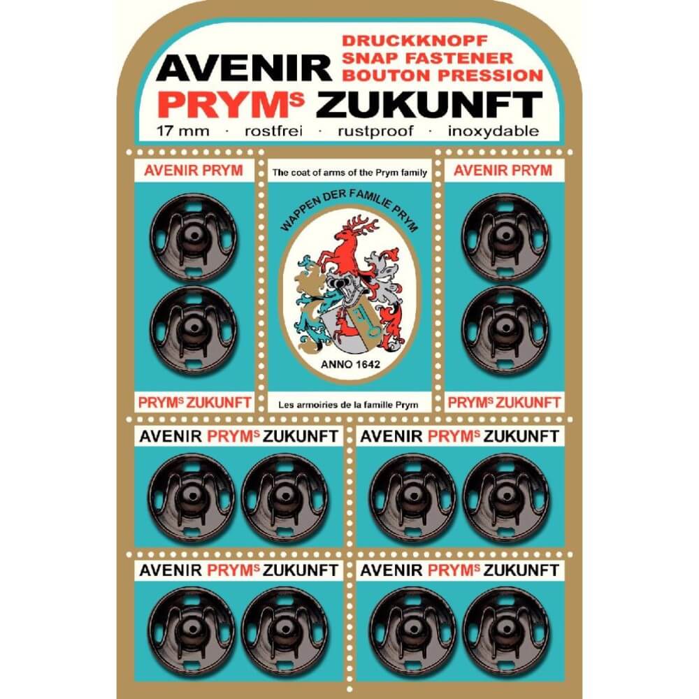 Prym Aannaaidrukknoop messing 17mm zwart - 