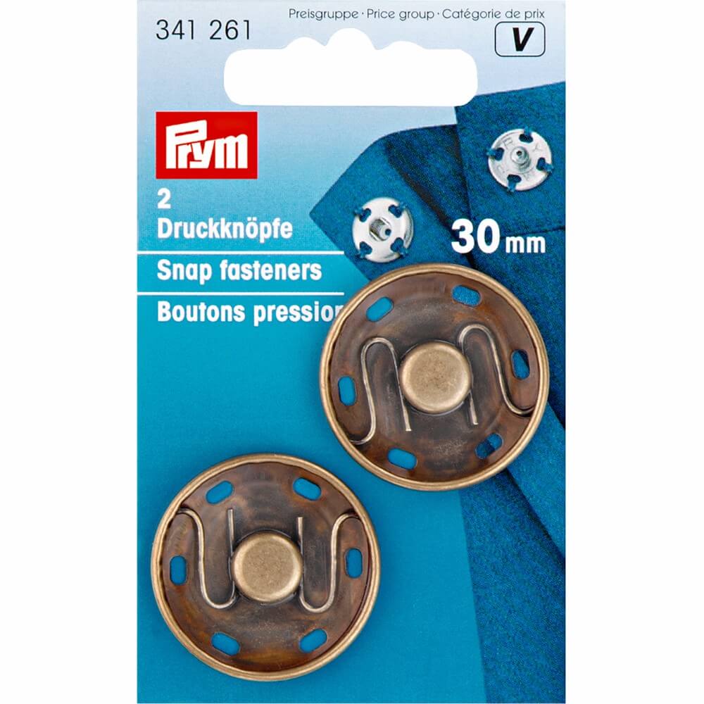 Prym Aannaaidrukknoop messing 30mm oudmessing - 2st