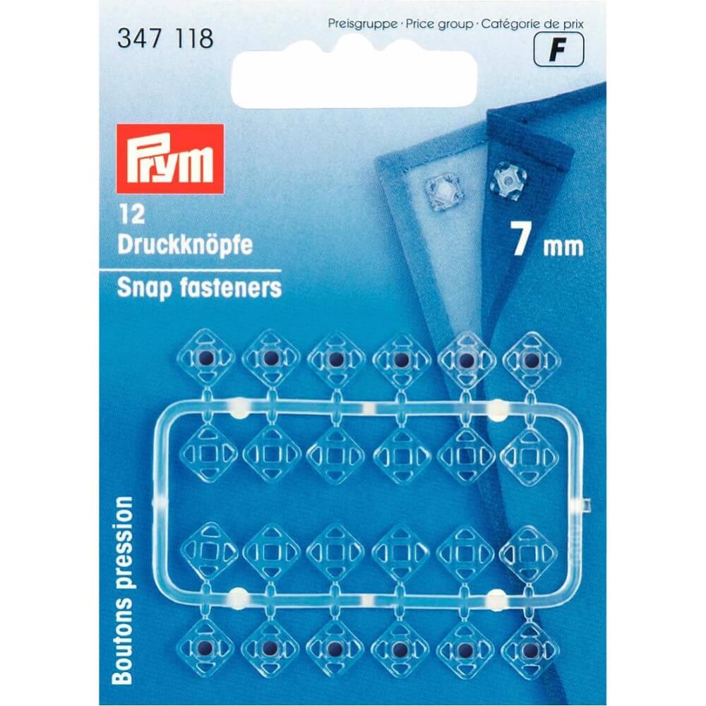 Prym Aannaaidrukknoop kunst. vierkant 7mm trans. - 