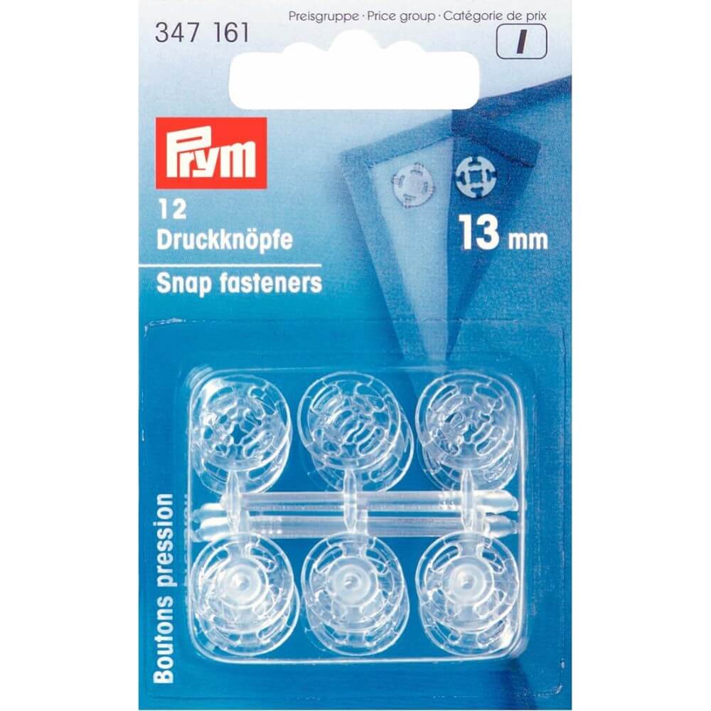 Prym Aannaaidrukknoop kunststof rond 13mm trans. - 