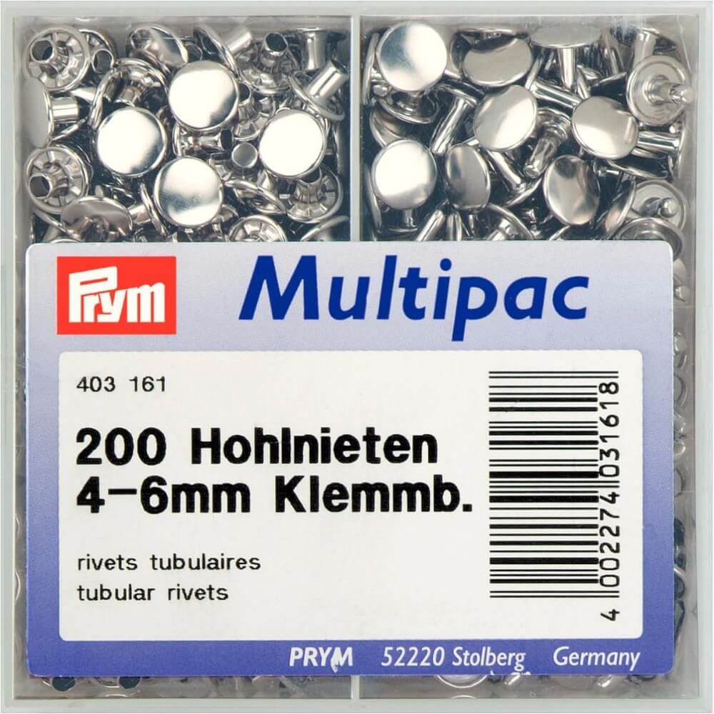 Prym Holle nieten materiaaldikte 4-6mm zilver - 200st