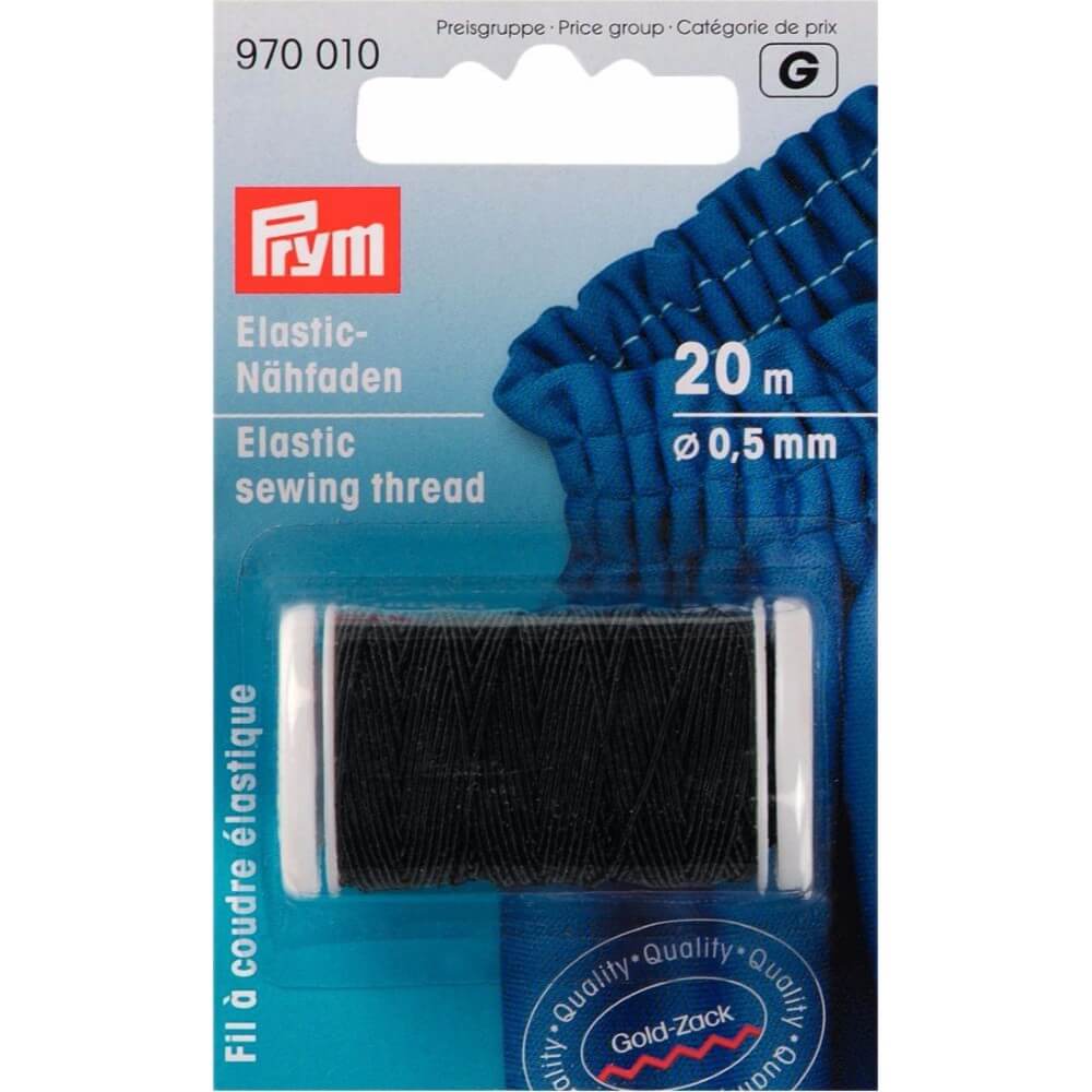 Prym Elastisch naaigaren 0.5mm zwart - 20m
