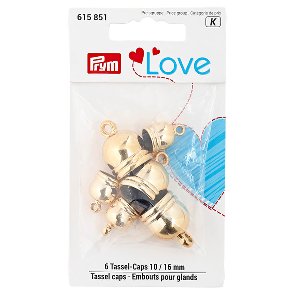 Prym Love eindkappen voor kwasten 10-16mm goud - 3x6st