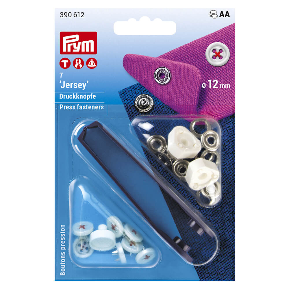 Prym Naaivrijdrukknoop jersey 12mm rood - 7st