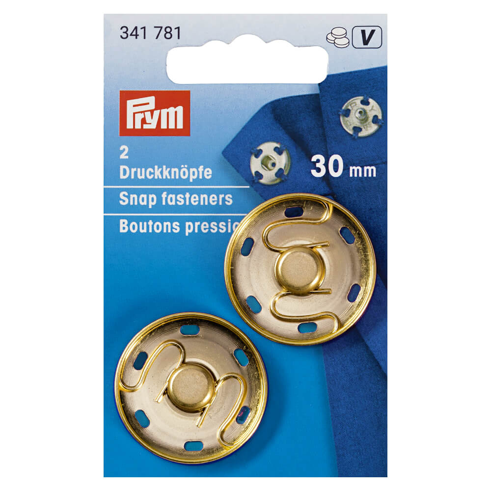 Prym Aannaaidrukknoop messing 30mm nieuw goud - 2st