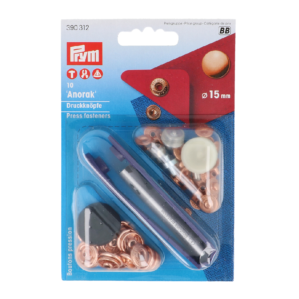 Prym Naaivrijdrukknoop anorak 15mm verkoperd - 10st