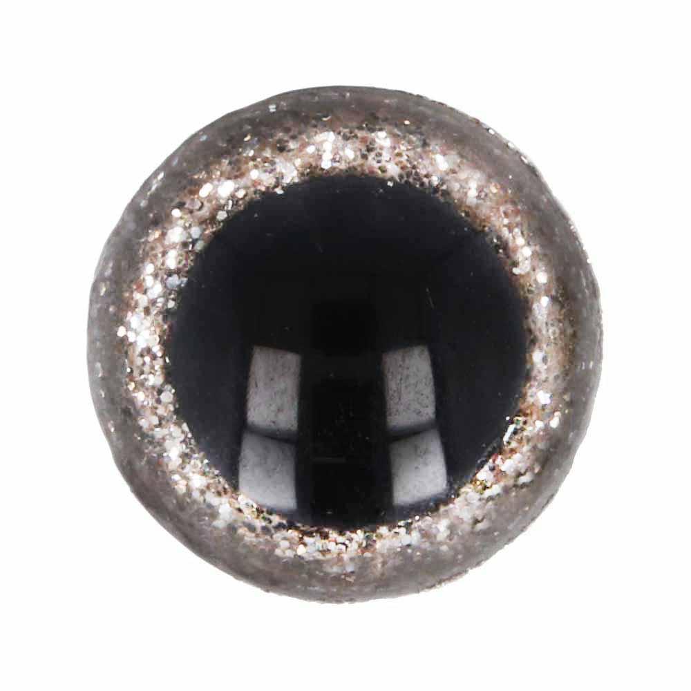 Opry Glitter dierenogen tweekleurig 8mm  Zilver