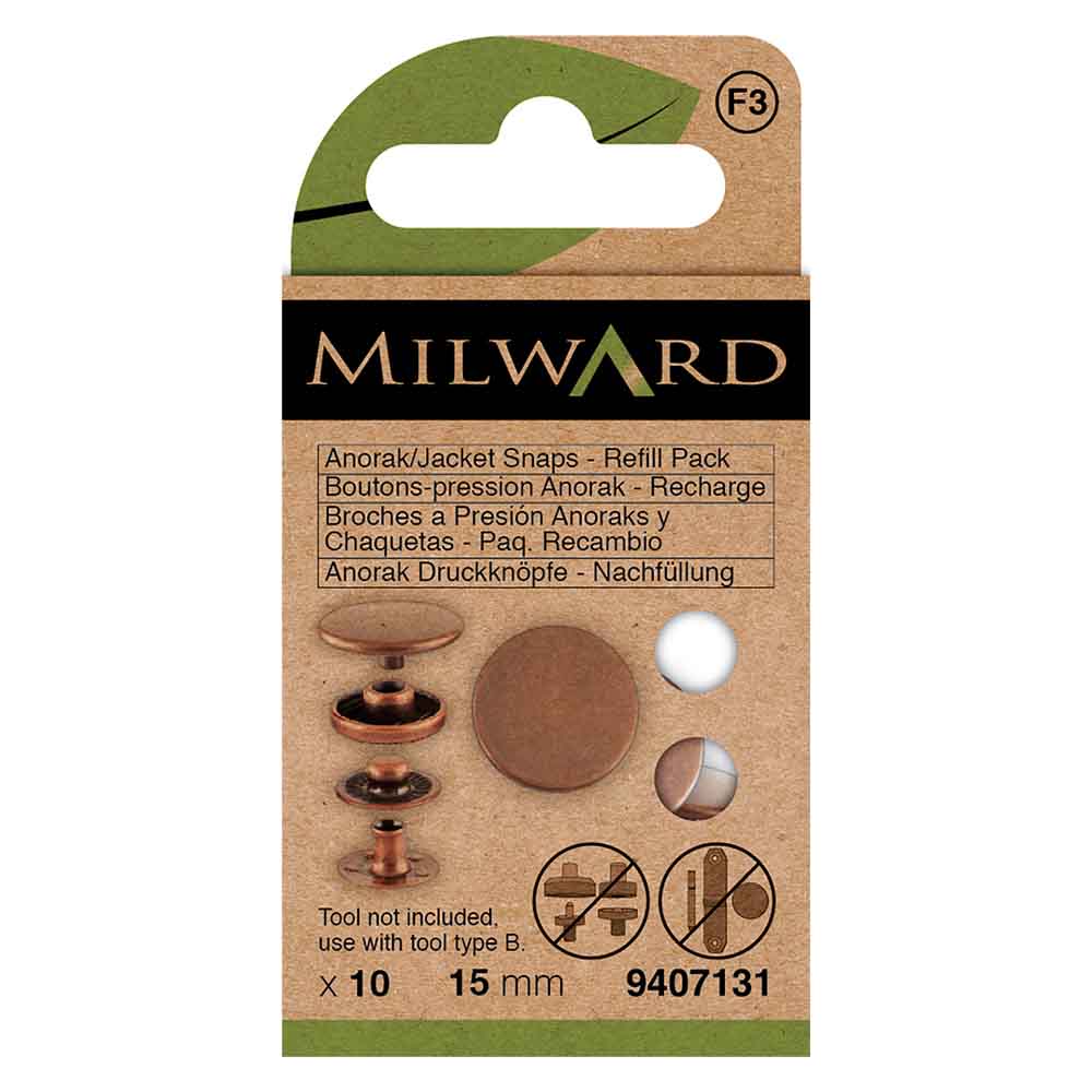 Milward Naaivrijdrukknoop Anorak brons 15mm - 10st