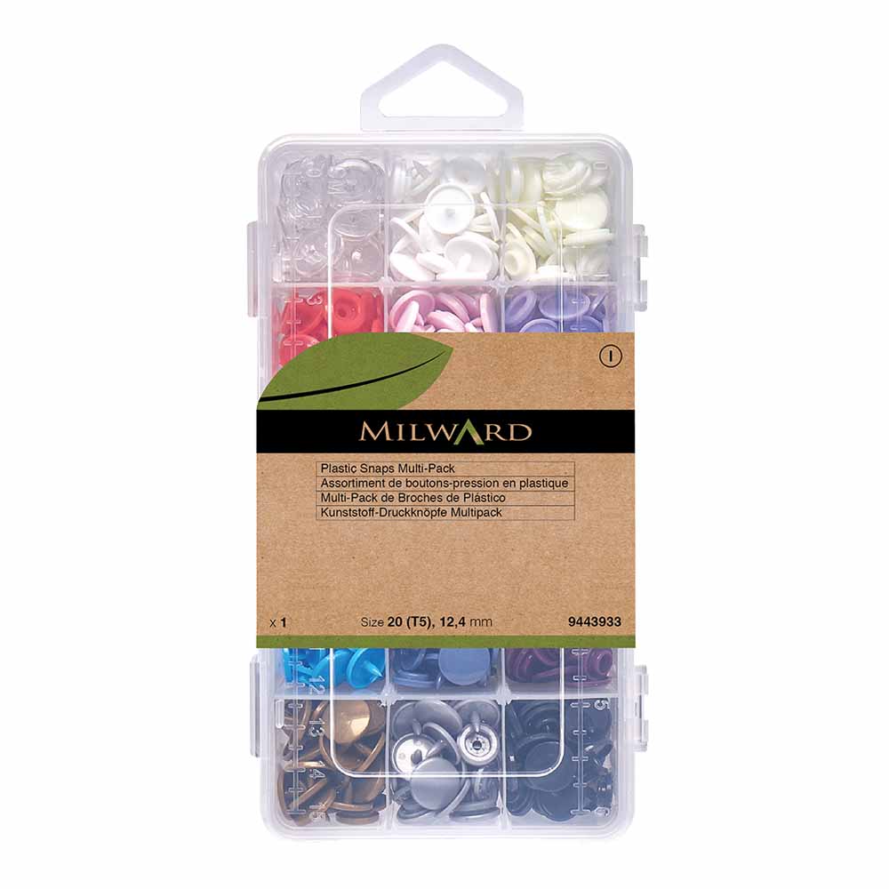 Milward Kamsnaps assortiment 15 kleuren 12,4mm - 112st