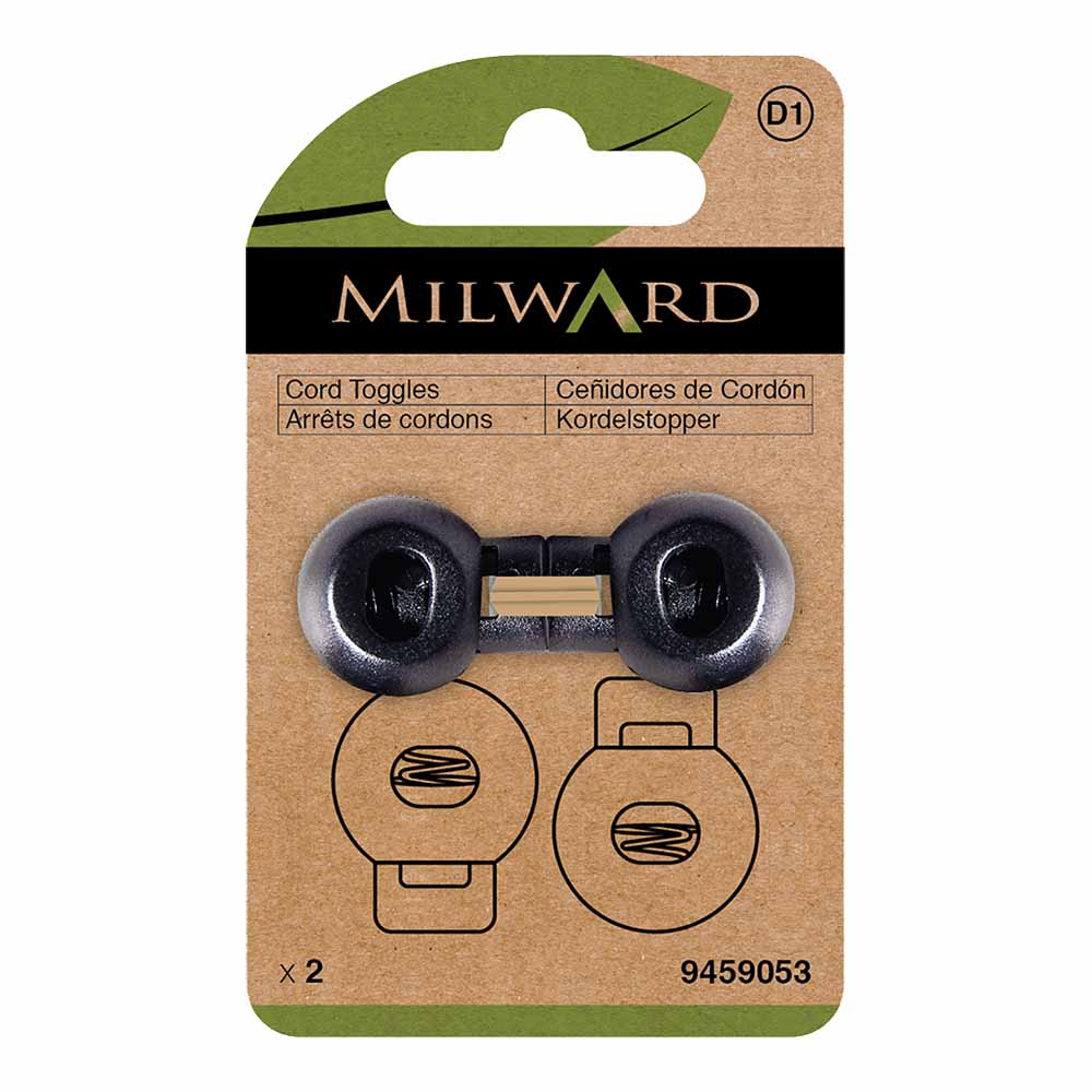 Milward Koordstopper bol 6mm zwart - 2st