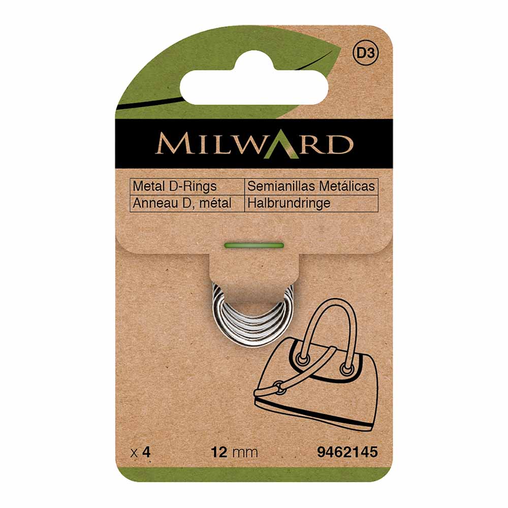 Milward D ring 12mm nikkel - 4st