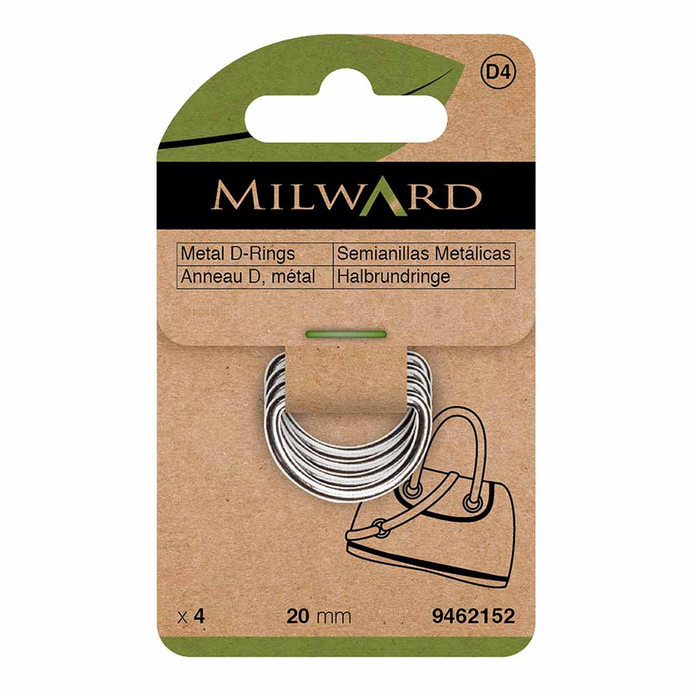 Milward D ring 20mm nikkel - 4st