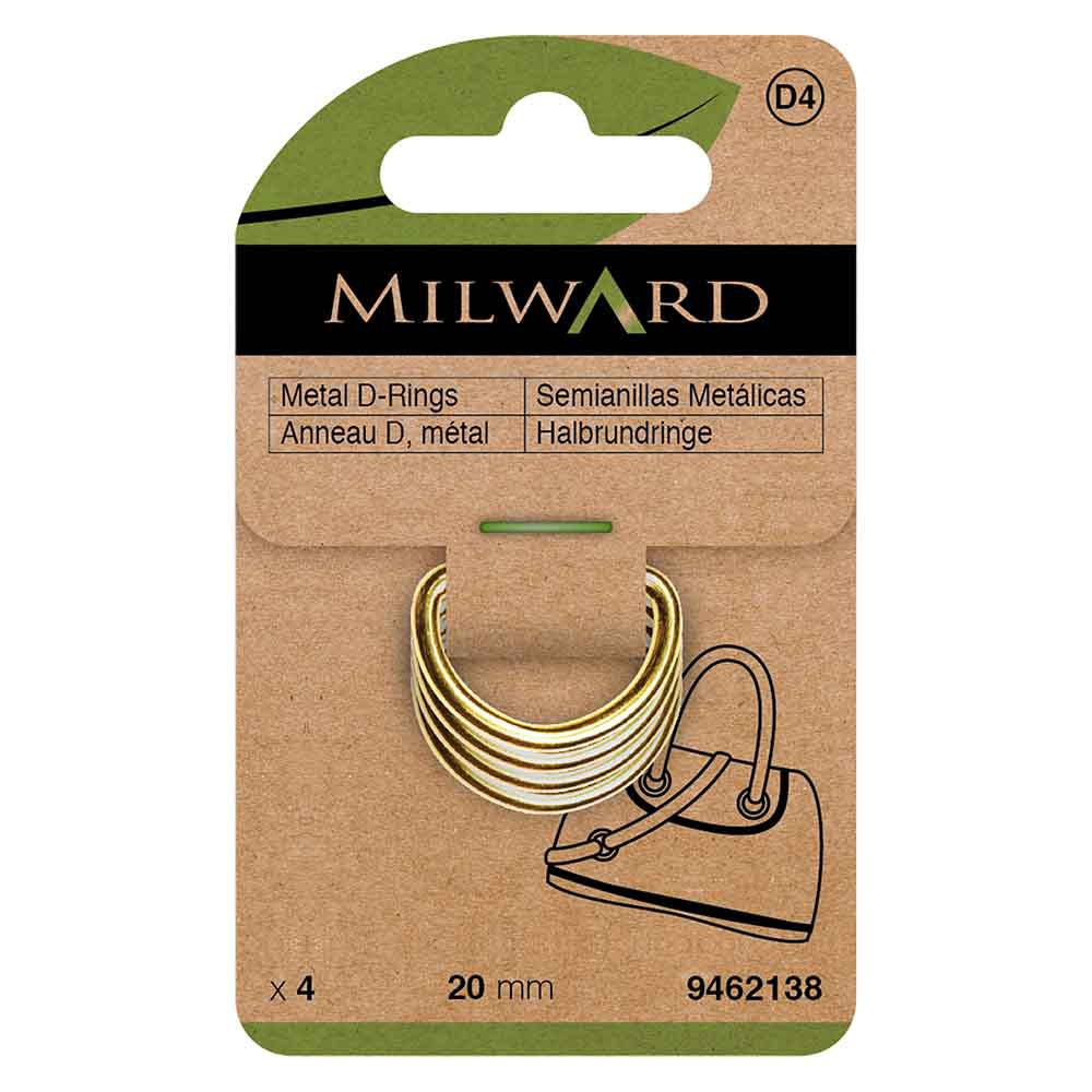 Milward D ring 20mm goud - 4st
