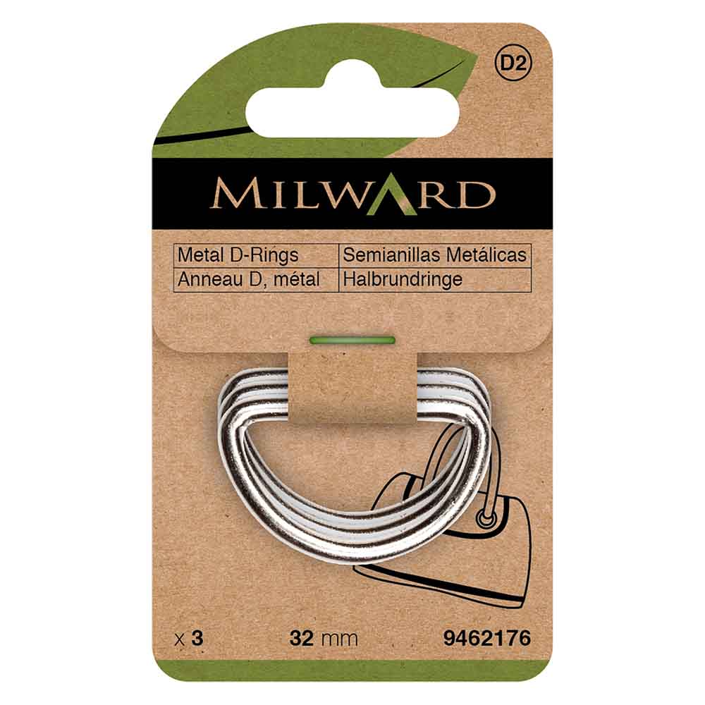Milward D ring 32mm nikkel - 3st