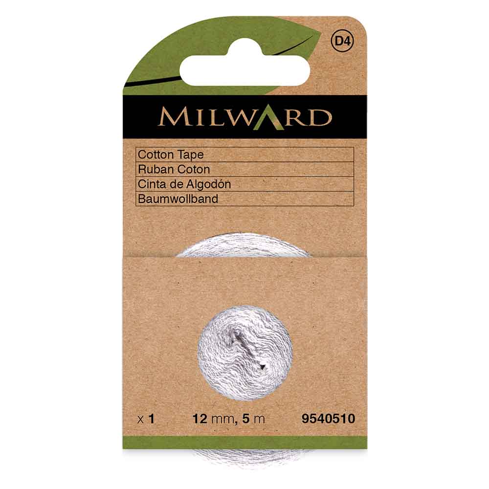 Milward Katoenband 12mm wit - 5m