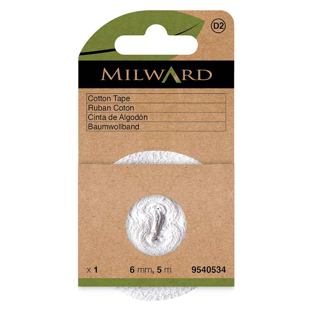 Milward Katoenband 6mm wit - 5m