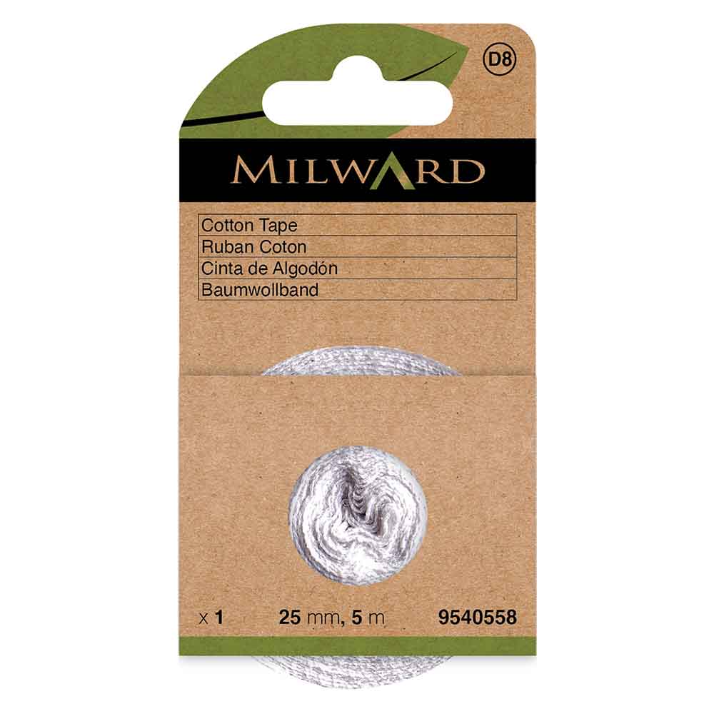 Milward Katoenband 25mm wit - 5m