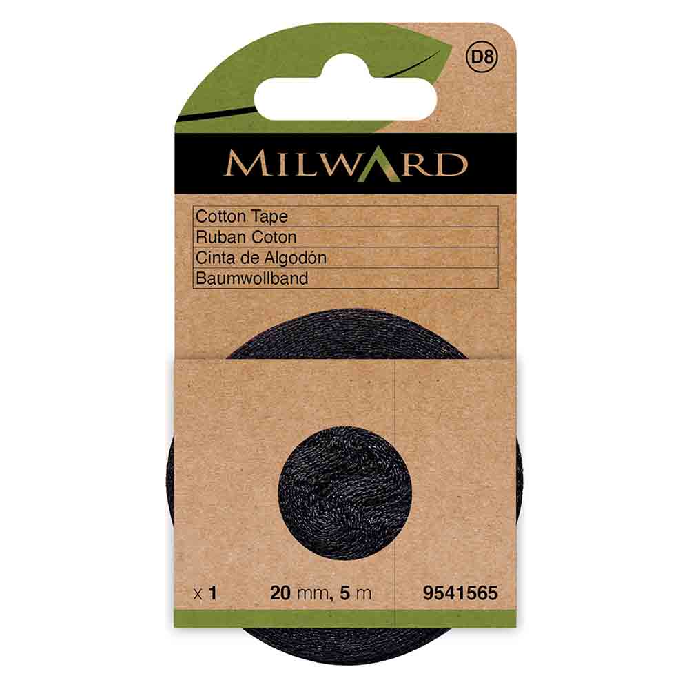 Milward Katoenband 20mm zwart - 5m