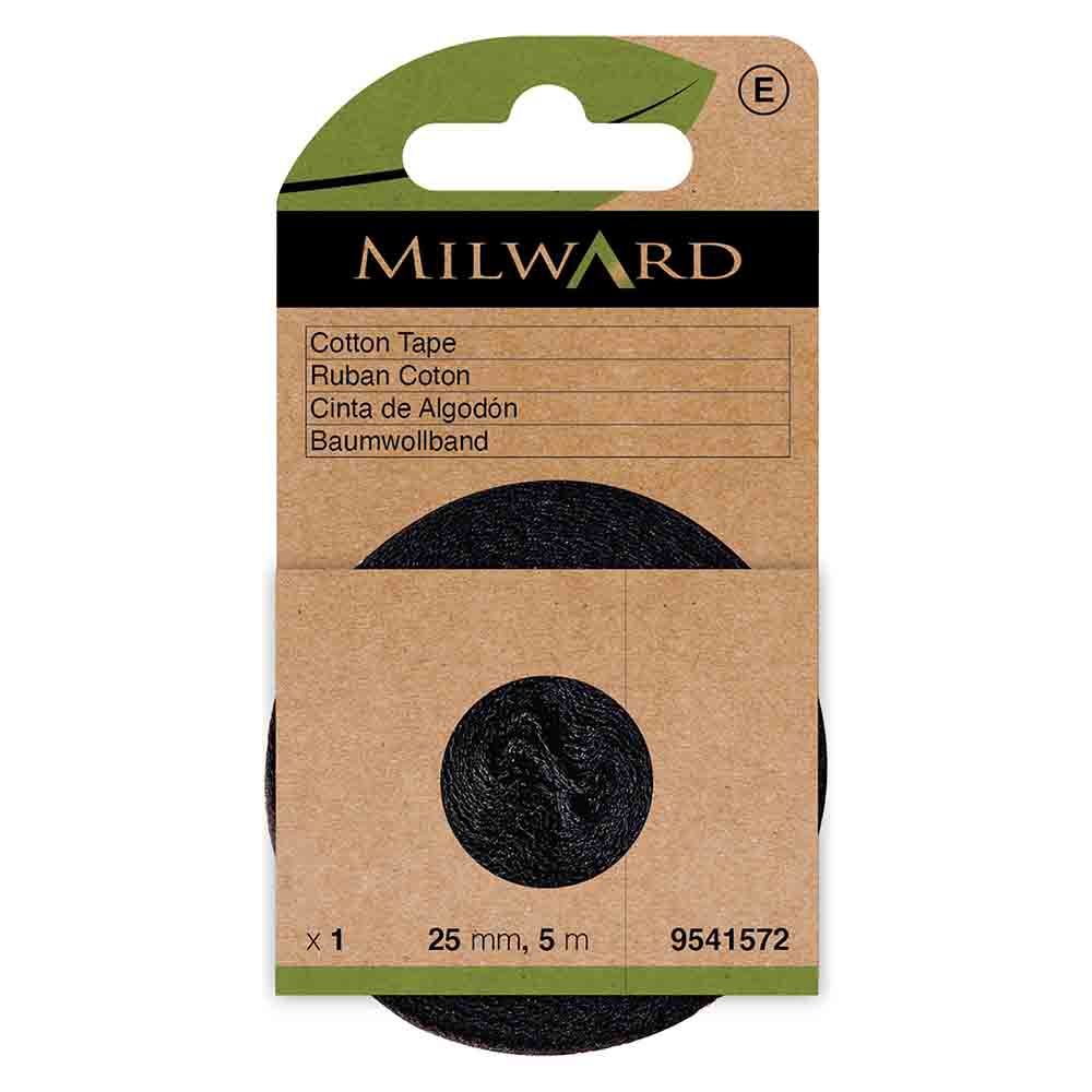 Milward Katoenband 25mm zwart - 5m