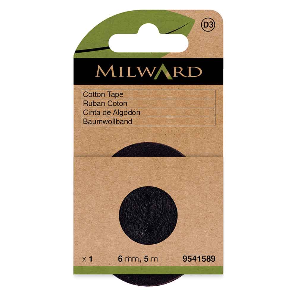 Milward Katoenband 6mm zwart - 5m