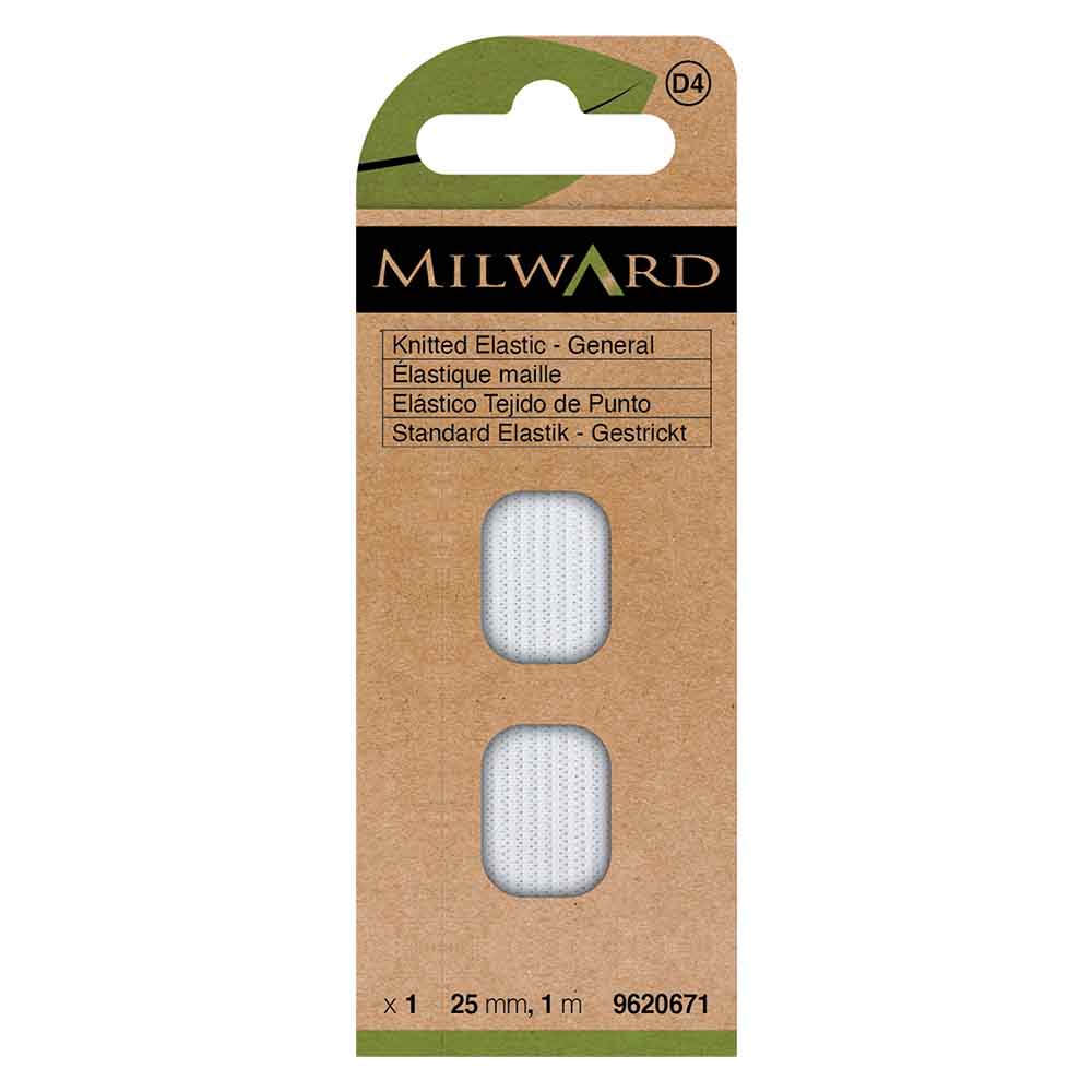 [MG9620671] Milward Elastiek gebreid 25mm wit - 1m