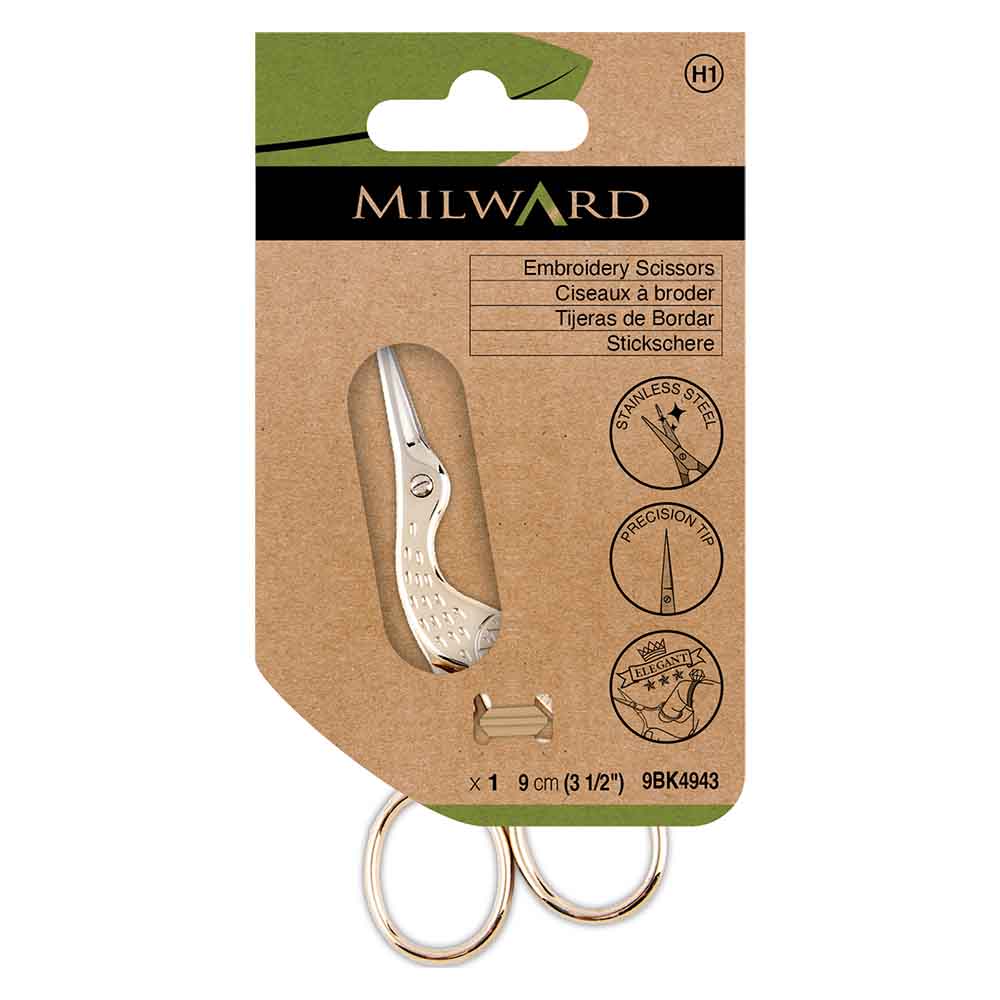Milward Borduurschaar ooievaar 9cm roestvrij staal - 3st