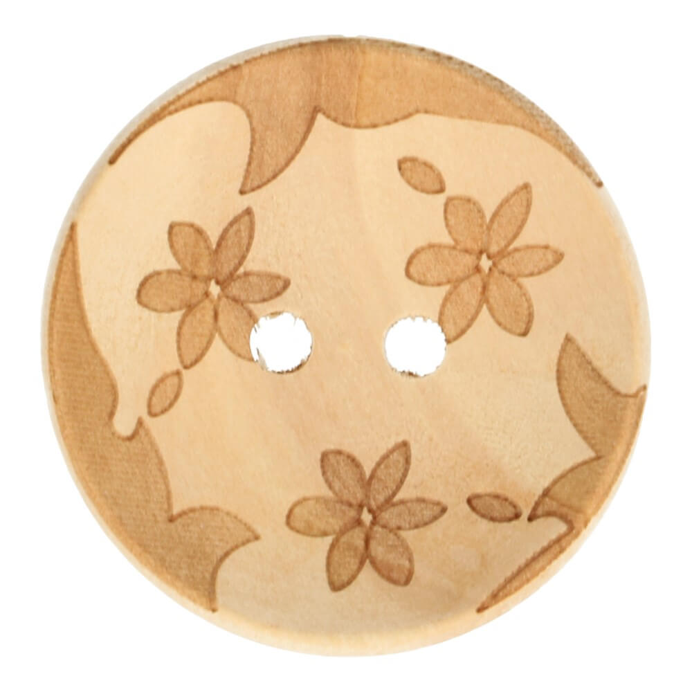 Houten laser knoop 3 bloemen 44" - 1