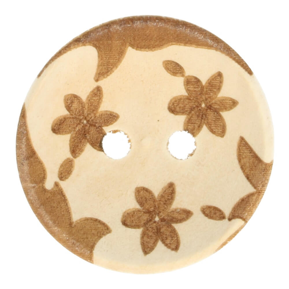 Houten laser knoop 3 bloemen 24" -2