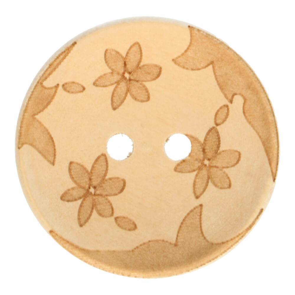 Houten laser knoop 3 bloemen 36" - 3