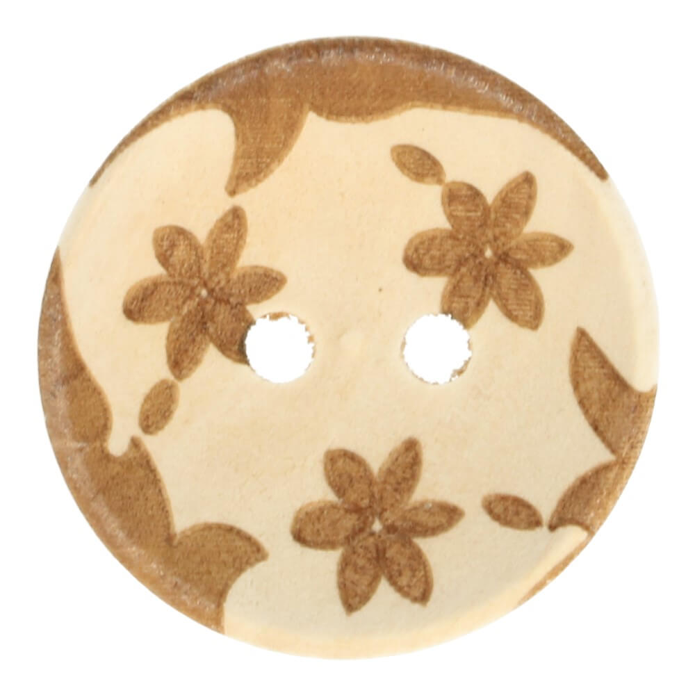 Houten laser knoop 3 bloemen 44" - 2