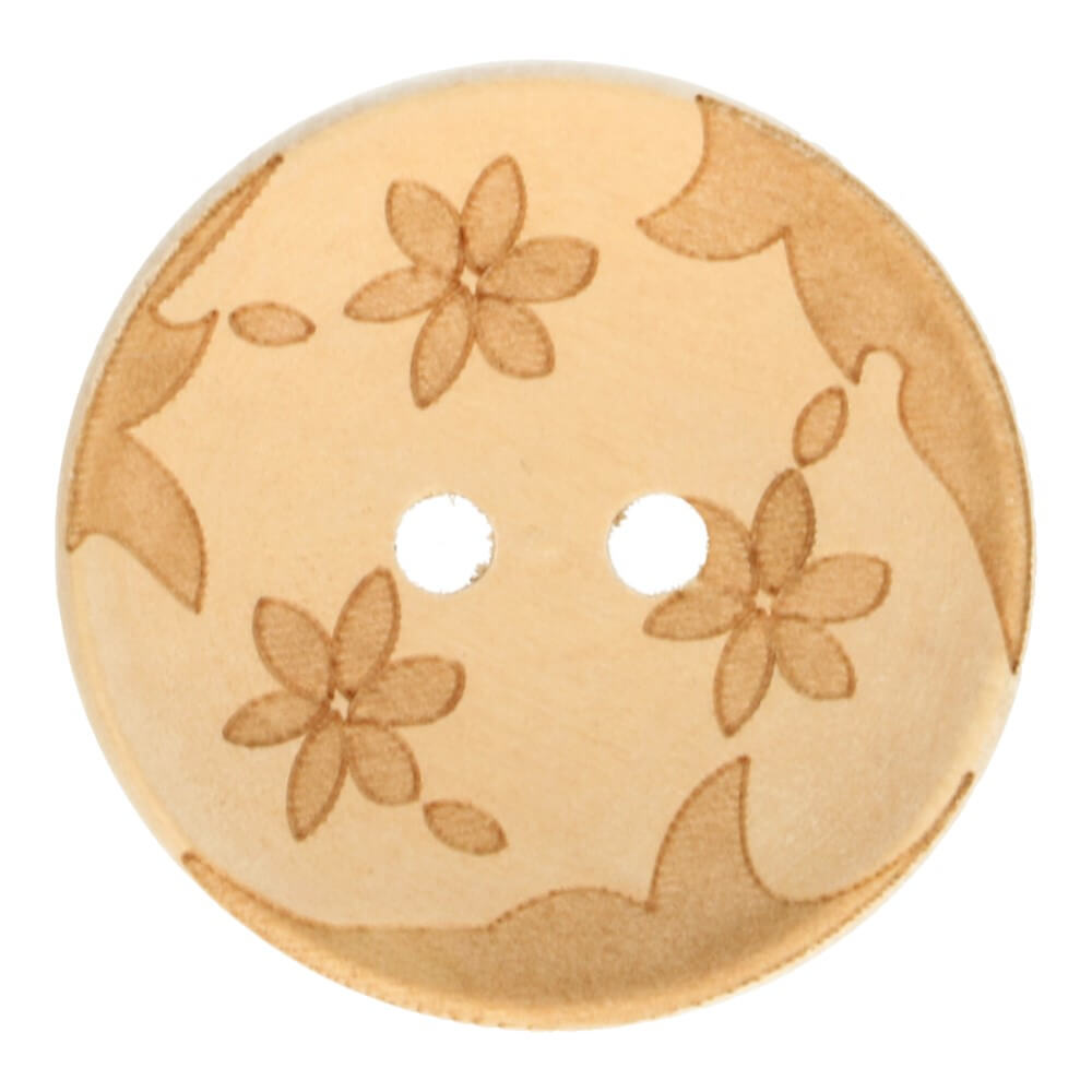 Houten laser knoop 3 bloemen 44" - 3