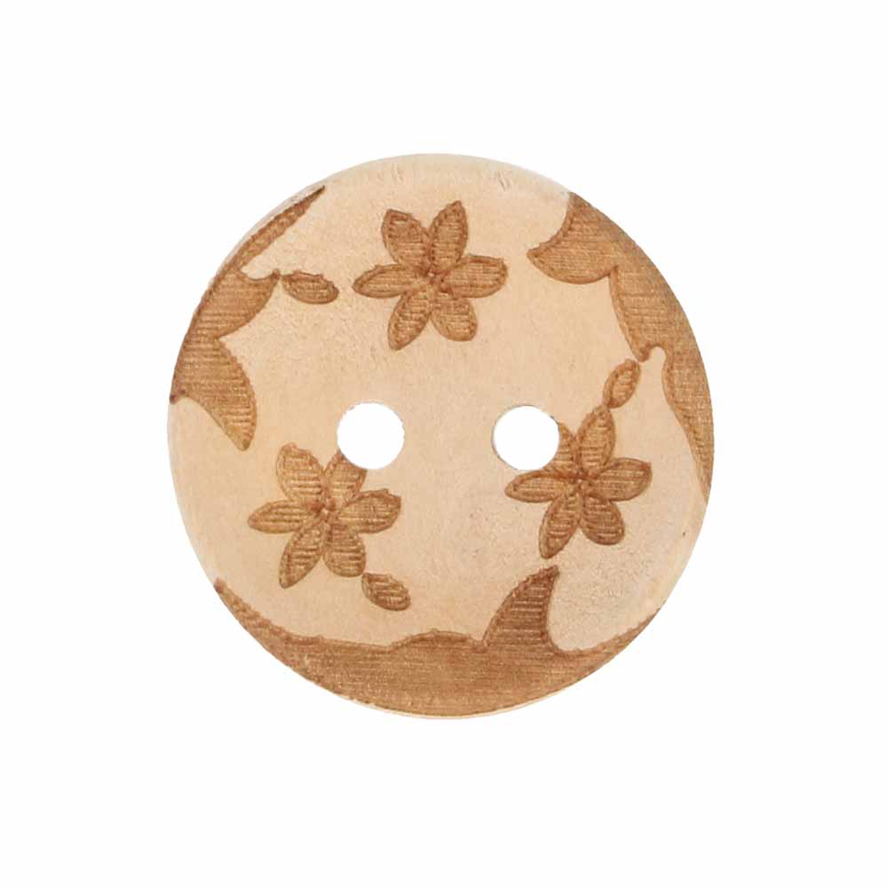 Houten laser knoop 3 bloemen 32" - 2