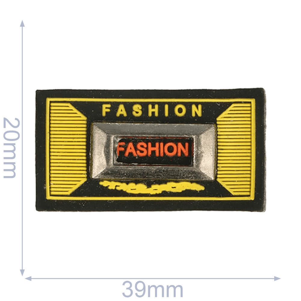 Label fashion 39x20mm zwart-geel - 5st