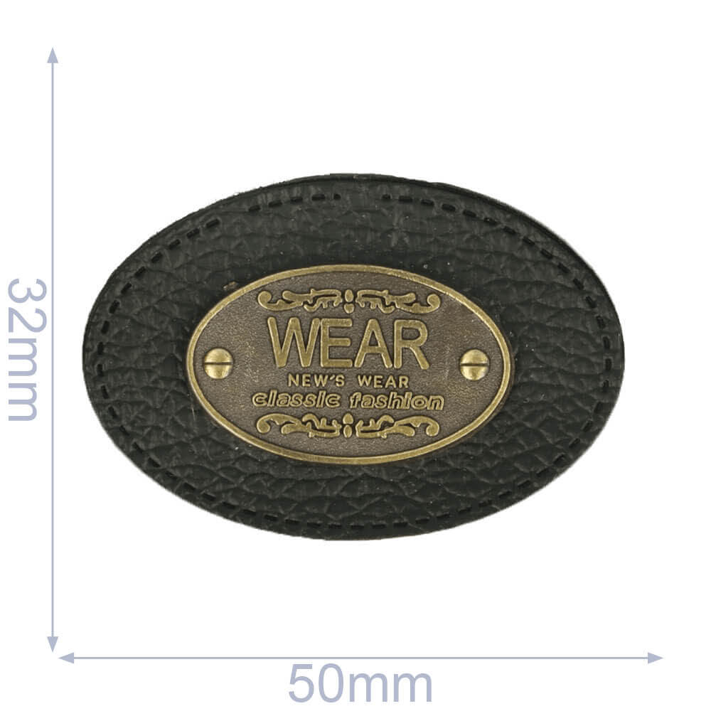 Label ovaal wear 50x32mm zwart - 5st
