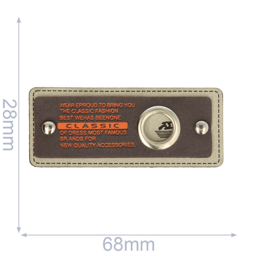 Label claszilverc met nestel 68x28mm bruin-oranje - 5st