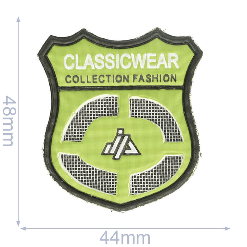 Label claszilvercwear 44x48mm groen - 5st