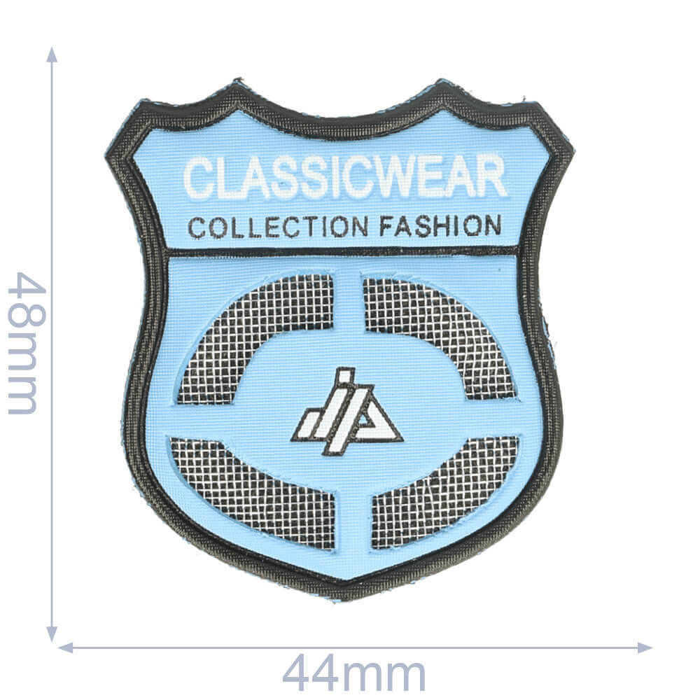 Label claszilvercwear 44x48mm blauw - 5st