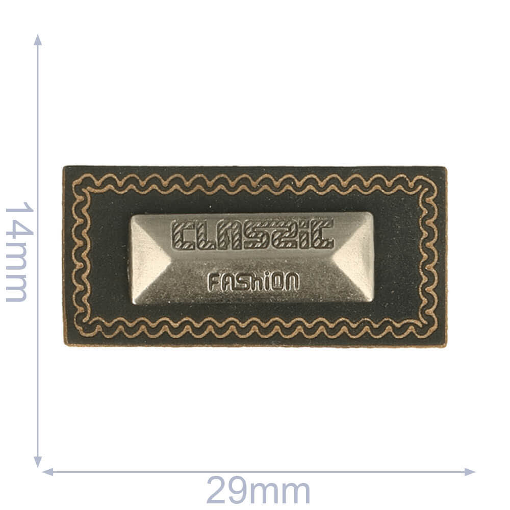 Label claszilverc fashion 29x14mm zwart - 5st