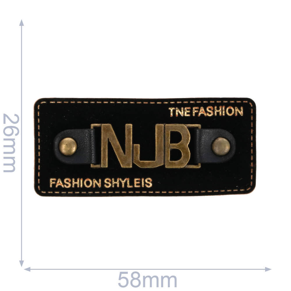 Label NJB fashion shyleis 58x26mm zwart - 5st