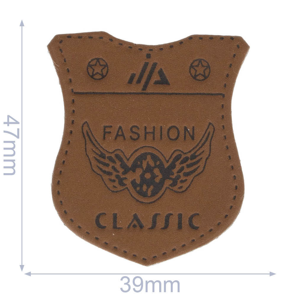 Label fashion claszilverc schild 39x47mm bruin - 5st