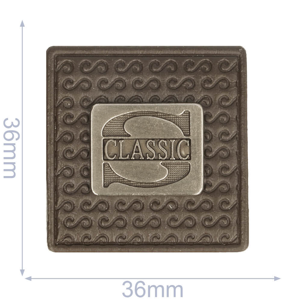 Label claszilverc 36x36mm bruin - 5st