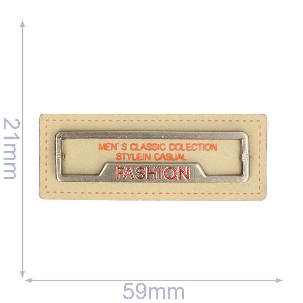Label fashion 59x21mm beige - 5st