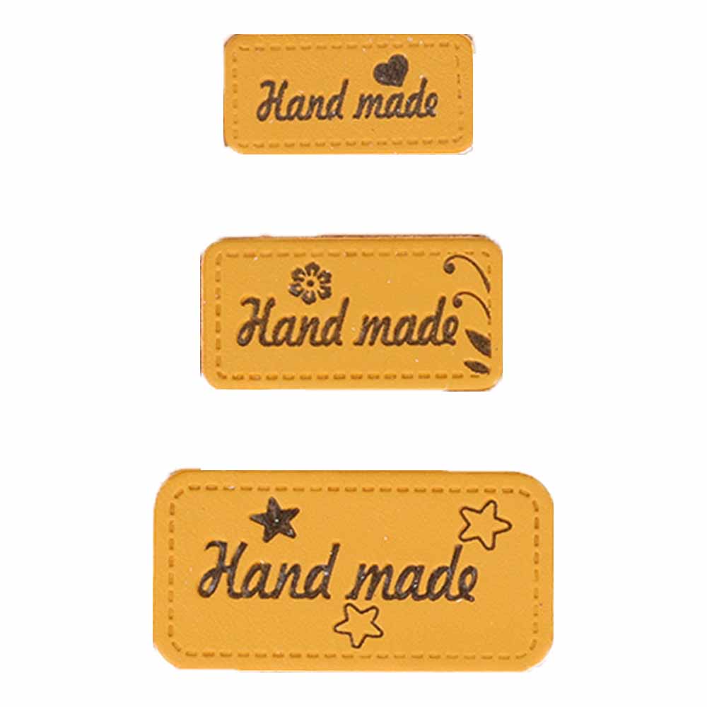 Opry Skai-leren labels handmade goudud - 5x3st