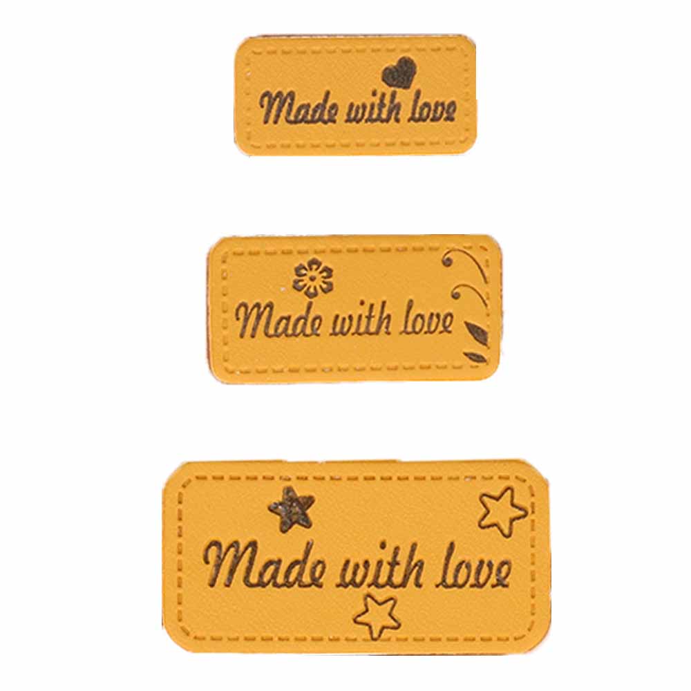 Opry Skai-leren labels made with love goudud - 5x3st